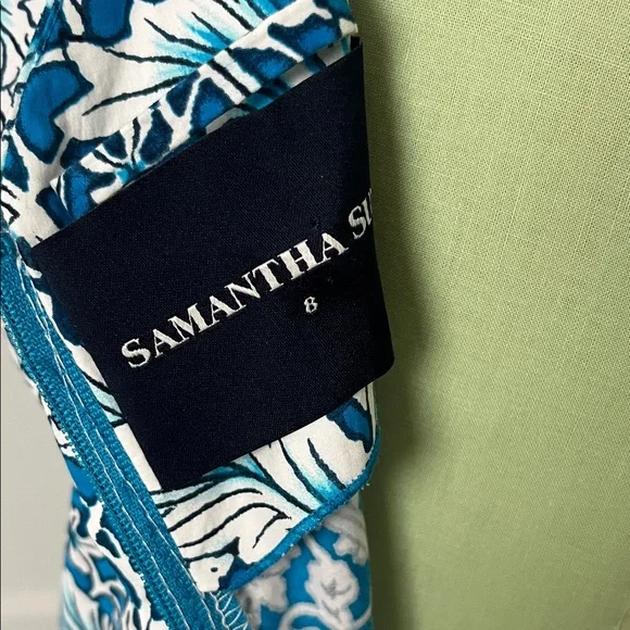 Samantha Sung Blue and White Patterned Midi Dress - Picture 8 of 15